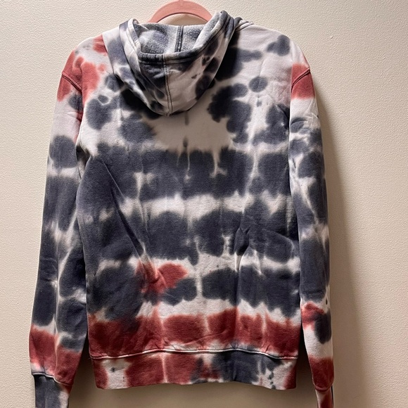 AC/DC Tie-Dye Pullover Classic Retro Rock Hoodie, Sz 32-36, M, Red/Gray on White - Picture 2 of 4